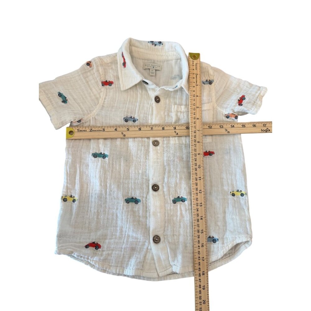 Blue Rooster New York Boys Button Down Shirt Cars Print White Cotton Size 6Y - Picture 7 of 7